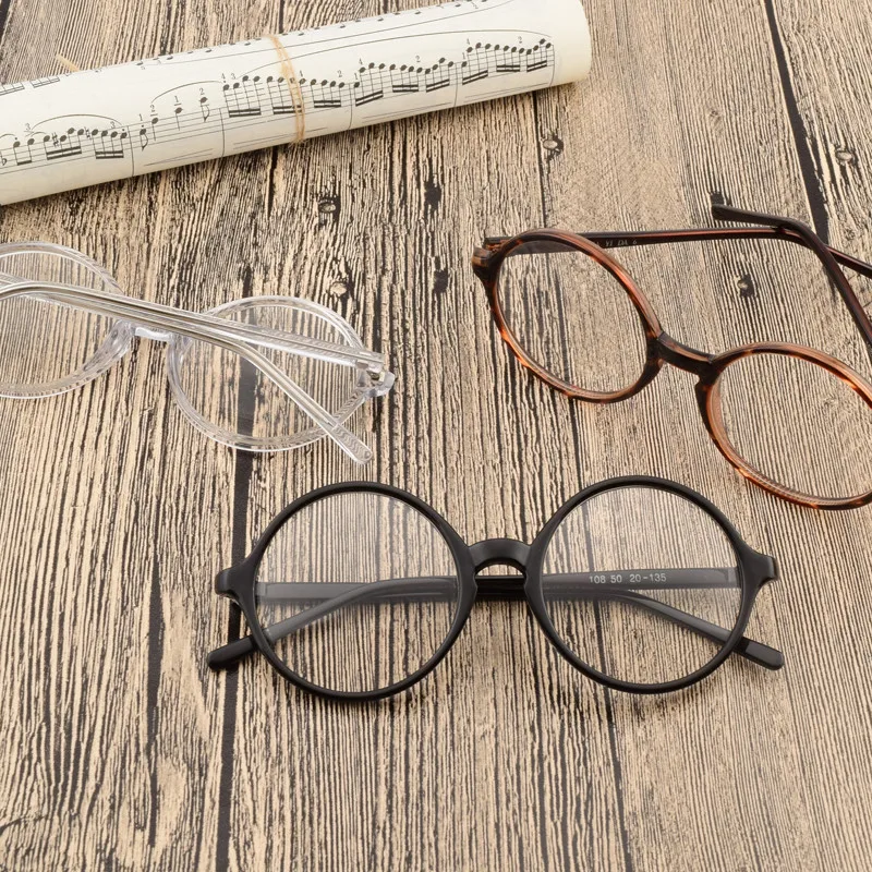 Small Medium Large Sizes Retro Round  Glasses Frame Kids Adult Oversized Face Eyewear Frame 0 Clear Lenses 43/45/47/50/52/54/58