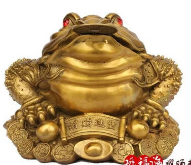 

Copper Brass CHINESE crafts decor ation Asian Copper toad decoration feng shui home decoration lucky shear-leg toad decoration