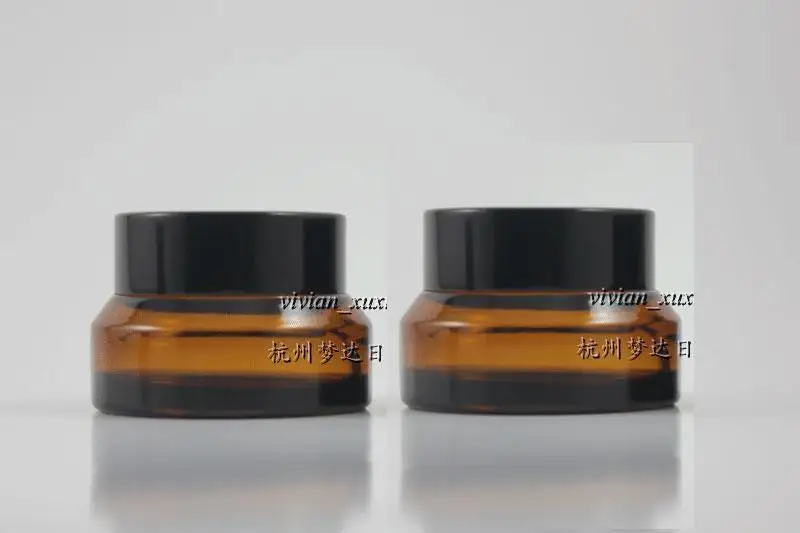 

15g light brown glass cream jar with black aluminum lid, 15g cosmetic jar,packing for sample/eye cream,15g mini glass bottle