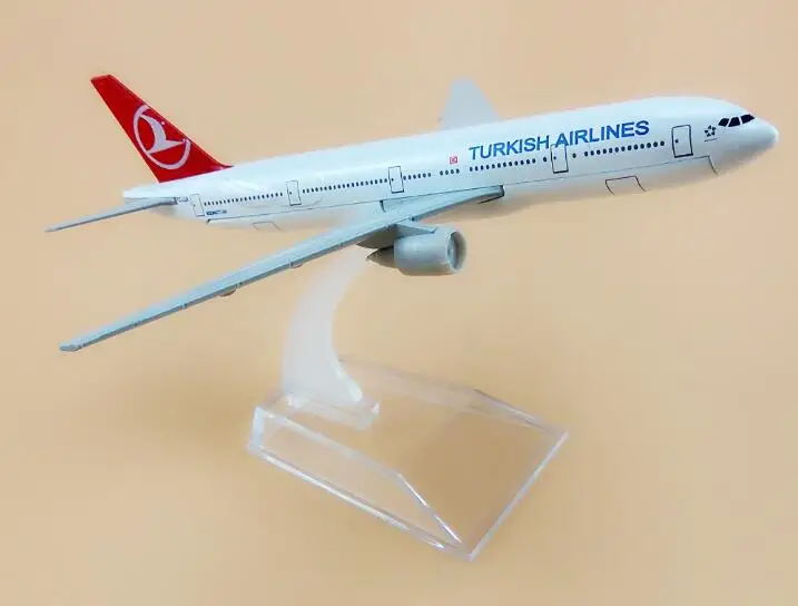 plane model Boeing 777 Turkey Airlines aircraft B777-300 16CM Metal simulation airplane model for kids toys Christmas gift