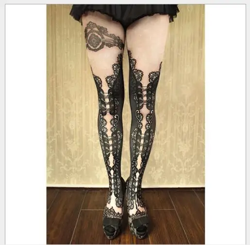 3pcs/lot! Hot sales! New Fashion Women Vintage Pantyhose Lolita Printed Pantyhose Wholesales