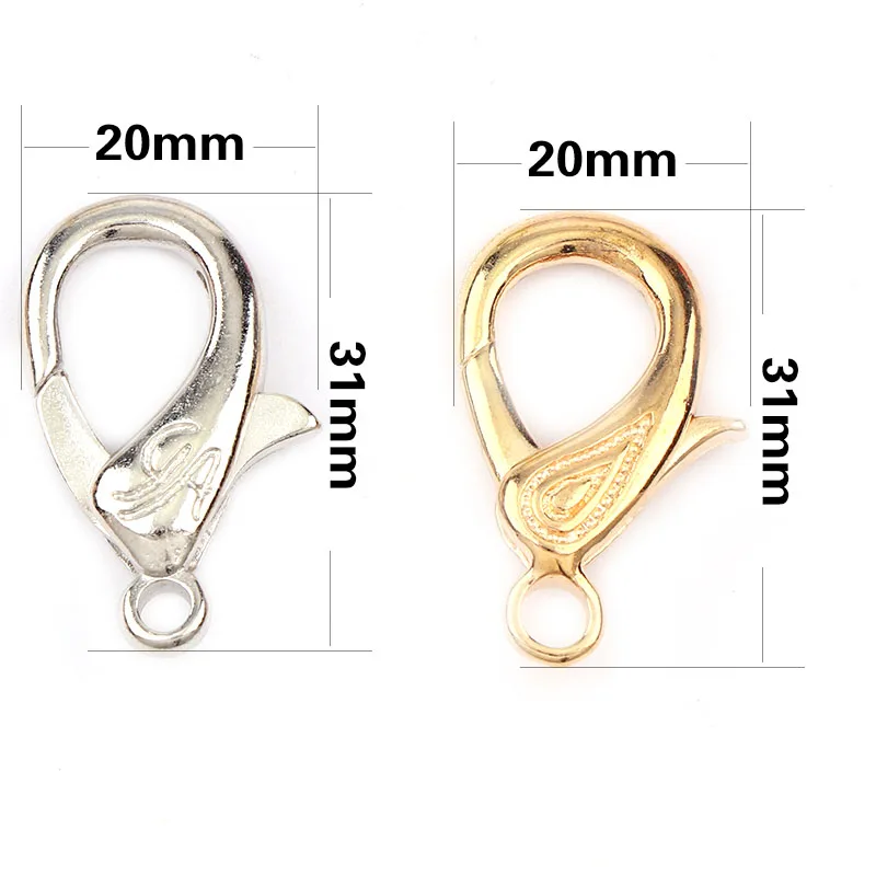 Double-Leaf&Shoes 20x31mm Gold&White K Lobster Clasps Hook Key Chain Components DIY Jewelry Bracelet Making Accessories