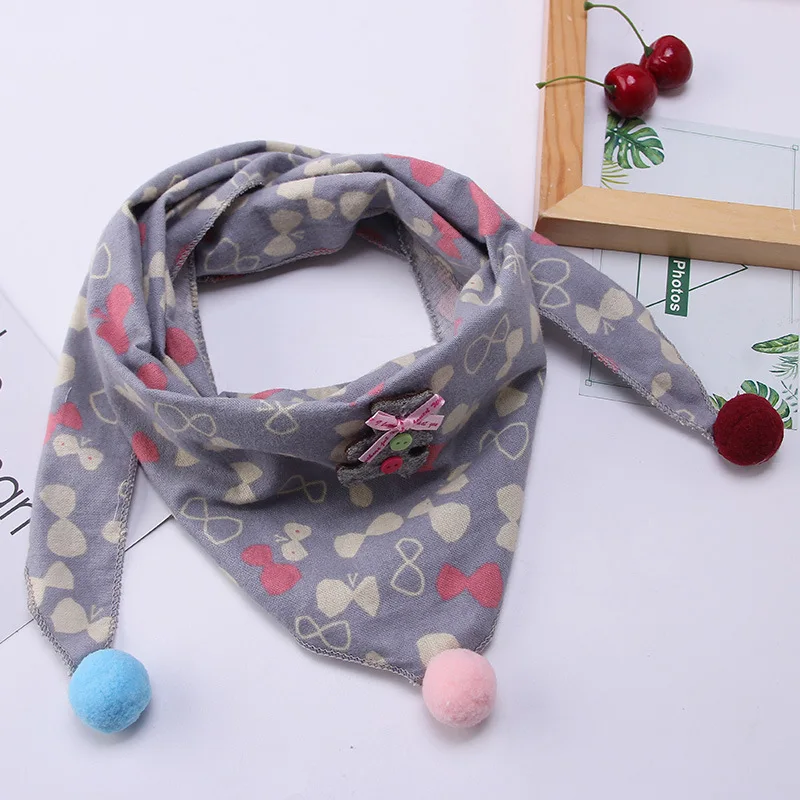 Baby Girls Boys Scarf Cartoon Print Soft Triangle Scarves Cotton Bib Kids Winter Spring Warm Shawl Neckerchief Christmas Gift