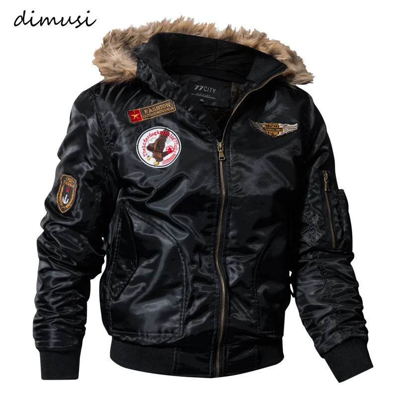 DIMUSI-abrigos acolchados de invierno para hombre, Parka gruesa de algodón térmico, chaqueta cálida de piel sintética con capucha, chaquetas tácticas, parques, TA035