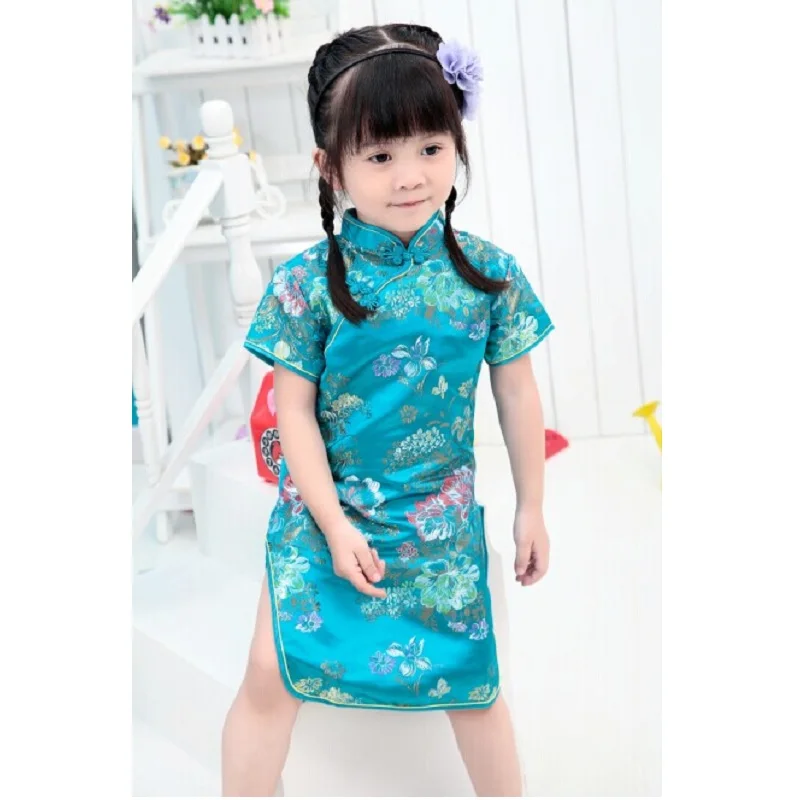 Floral Baby Qipao Girl Dress Chi-Pao Cheongsam New Year Gift Children Clothes Kids Dresses Girls clothing Wedding Princess Dress