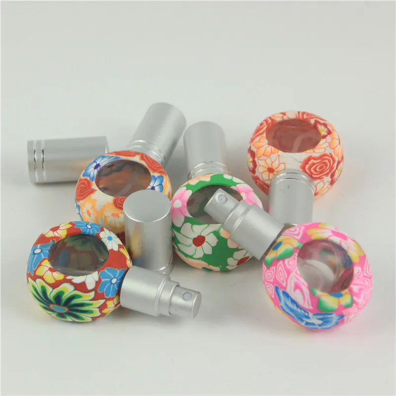 10PCS X 8ML Empty Polymer Clay Perfume Bottle With Golden Spayer Atomizer Portable Fragrance Container Wedding Gift