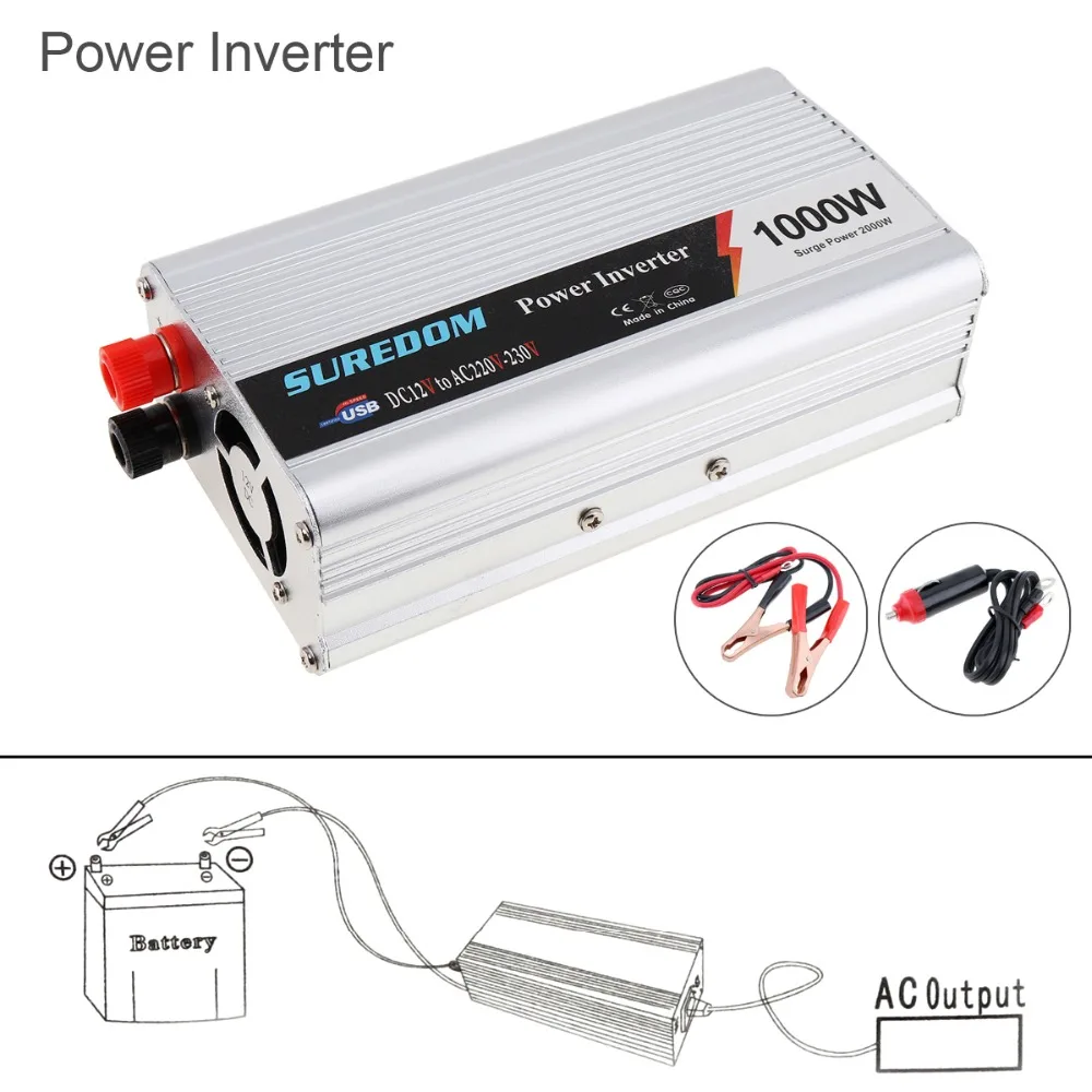 1000W Car Inverter DC 12V 24V to AC 220V 110V USB Auto Power Inverter Adapter Charger Voltage Converter