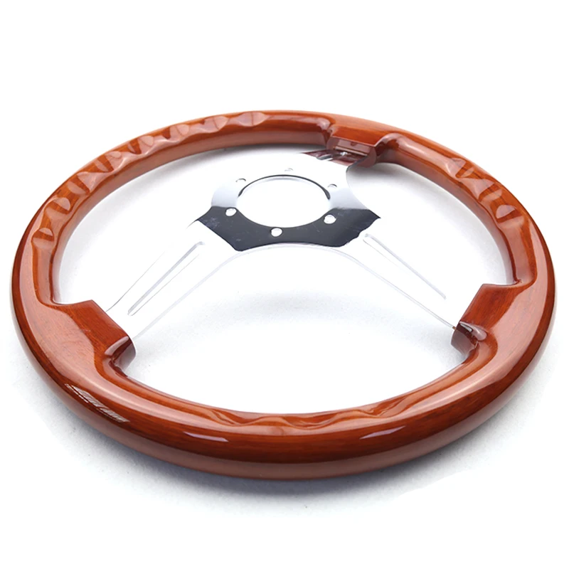 Universal Classic 350mm 14inch Car Wooden Grain Steering Wheel Wooden Steering-Wheel with Chrome Spoke