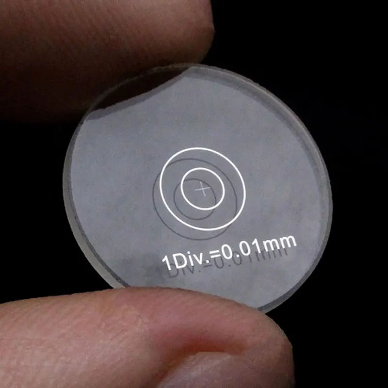 Imagem -03 - Div 0.01 mm Microscópio Ocular Reticle Cruz Escala Régua Ocular Micrômetro Calibração Corrediças Diâmetro mm 19 mm 20 mm 975