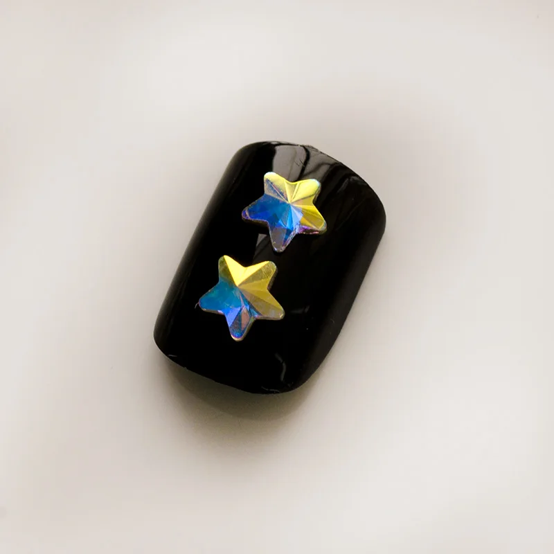 YANRUO 2561NoHF AB 5 7mm Star Non Hotfix Crystals Glitter Gems Flat Back Glue On Strass Nails Rhinestones