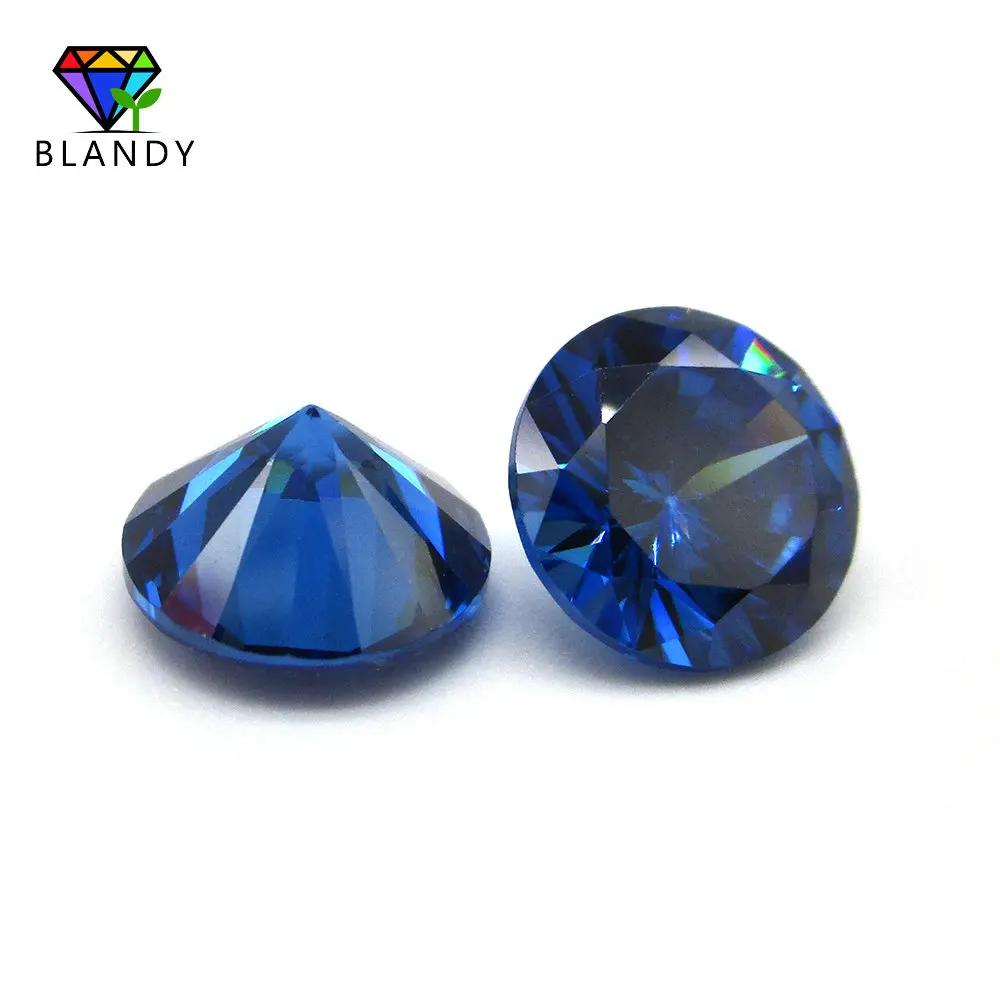 Factory Price 1.0--2.5mm Round Cut Blue Cubic Zirconia Stone 5A Quality Loose Synthetic Borland Color CZ Gems For Jewelry Making