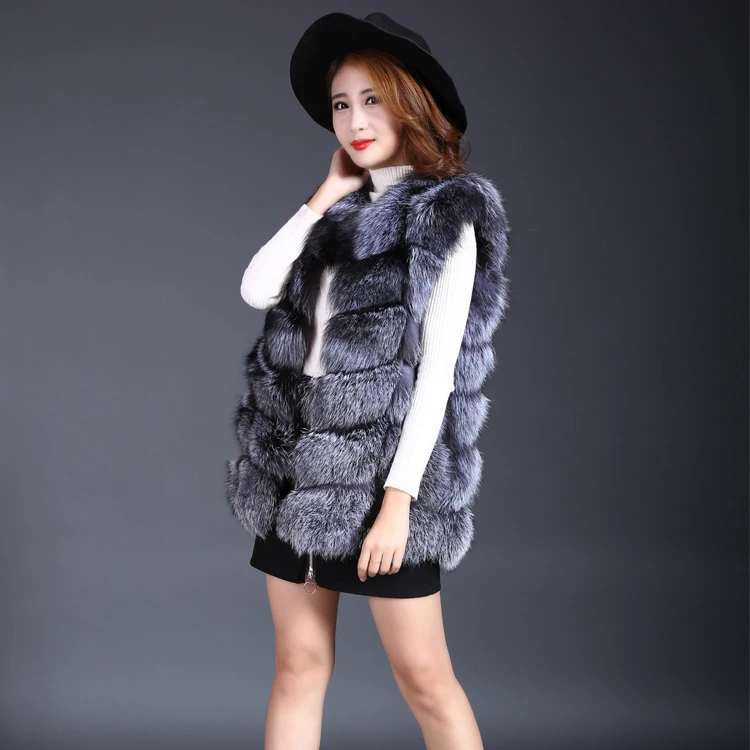 New Autumn and Winter High Quality Natural Fox Fur Fur Coat Fox Fur Sleeveless T-Shirt Vest Jacket Woman In The Long Waistcoat