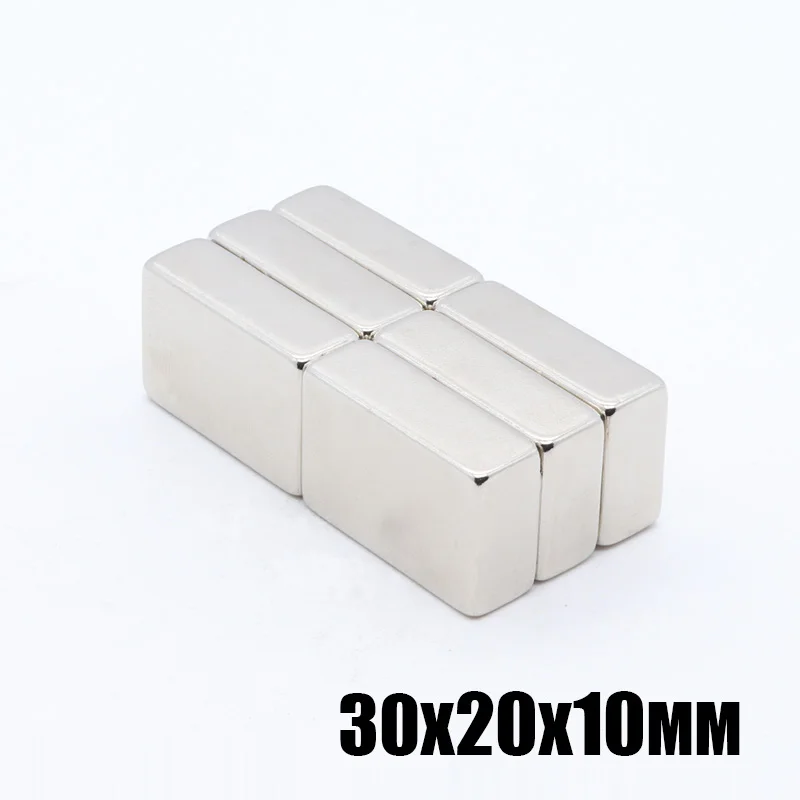 2pcs 30x20x10mm Neodymium magnet Rare Earth Strong block permanent 30*20*10mm fridge Electromagnet NdFeB nickle magnetic square