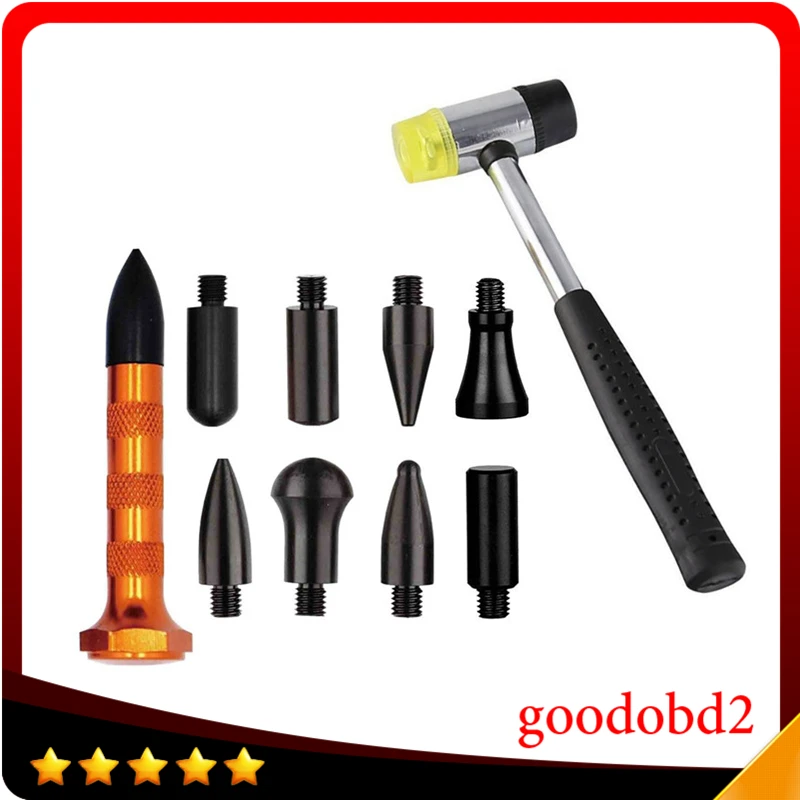 Paintless Dent Repair Tools Dent Removal Tools Gold Tap Down Pen With 9 Heads Rubber Hammer Hand Tool Set Auto Body Repair