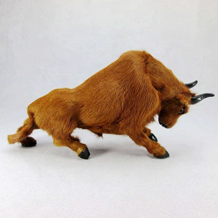 simulation cute yellow cattle 31x9x16cm model polyethylene&furs cattle model home decoration props ,model gift d480