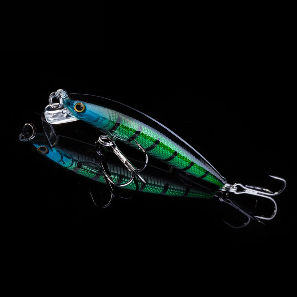 WALK FISH 1PCS 7cm 5g Laser Wobblers Fishing Tackle 3D Eyes Floating Minnow Fishing Lure Crankbait 8# hook