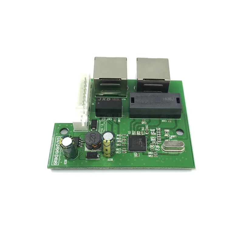 Mini hub ethernet de rede lan, direto da fábrica, oem, 10/100mbps, 2 portas, placa interruptora, duas camadas, pcb 2, rj45, 1x8 pinos, porta principal