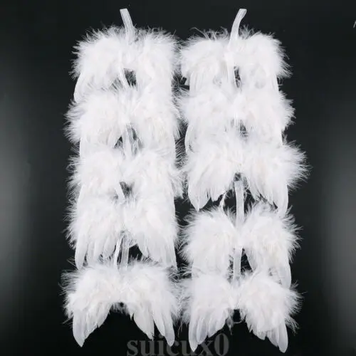 10 pcs Chic Hanging Angel White Feather Wing Christmas Tree Decoration Ornament Wedding Party Decor Movies Photo Props