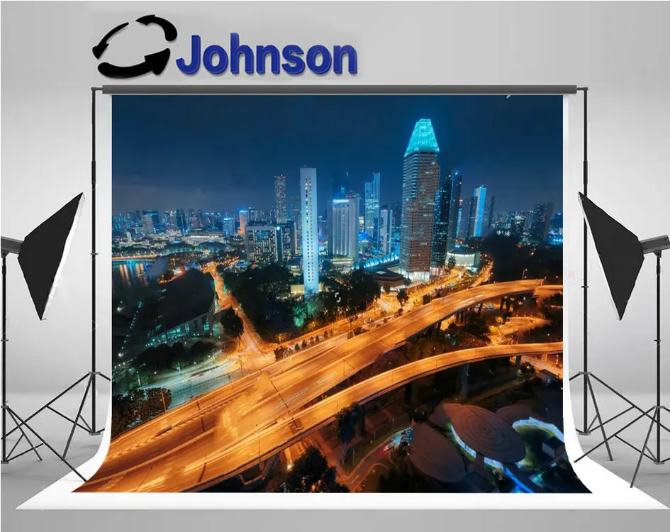 

Singapore City Skyline night photography studio background High quality Computer print wall backdrop