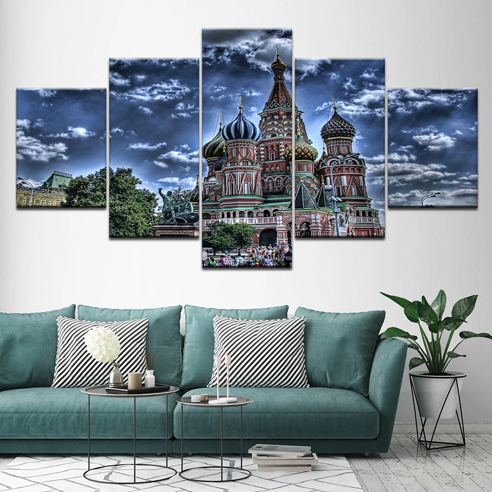 Canvas Painting St. Basil's Cathedral on Red Square Moscow  Wall Art Painting Modular Wallpapers Poster Print  Home Decor