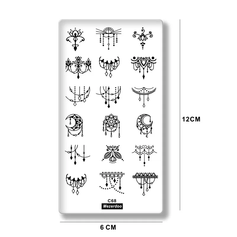 1Pcs Necklace Flower Pendant Design Nail Art Print Stencil Lace Rectangle Stamping Polish Template Manicure Nail Stamp Tools C68