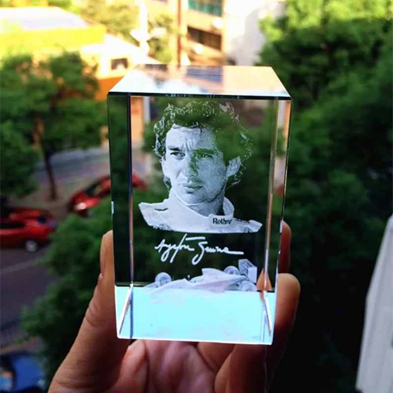 3D laser Ayrton Senna da Silva Racing driver Crystal Glass Paperweight Souvenir Kids Birtherday Gift & Business Gifts