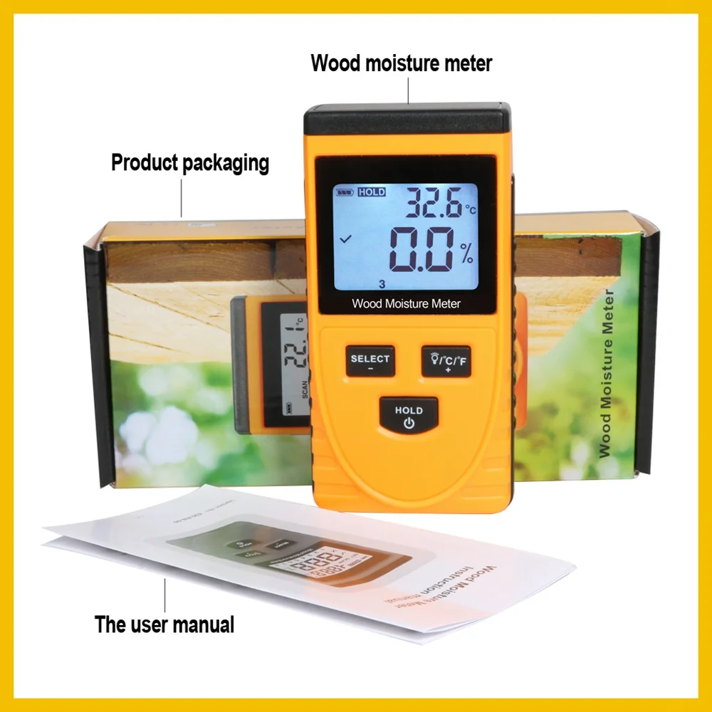 RZ EMT01 Inductive Wood Moisture Meter Hygrometer Digital Electrical Ambient Temperature Tester Measuring tool GM630