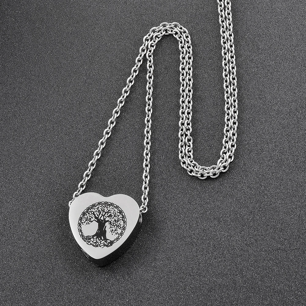 IJD9813 Love Walk Tree of Life Stainless Steel Ashes Keepsake Urn Necklace Cremation Jewelry Memorial Pendant Family Tree