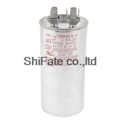 รูปทรงกระบอกเครื่องปรับอากาศมอเตอร์ Capacitor CBB65A 450VAC 5/6/8/10/12/15/16/17/18/20/25/30/35/40/45 ~ 100UF 50/60hz