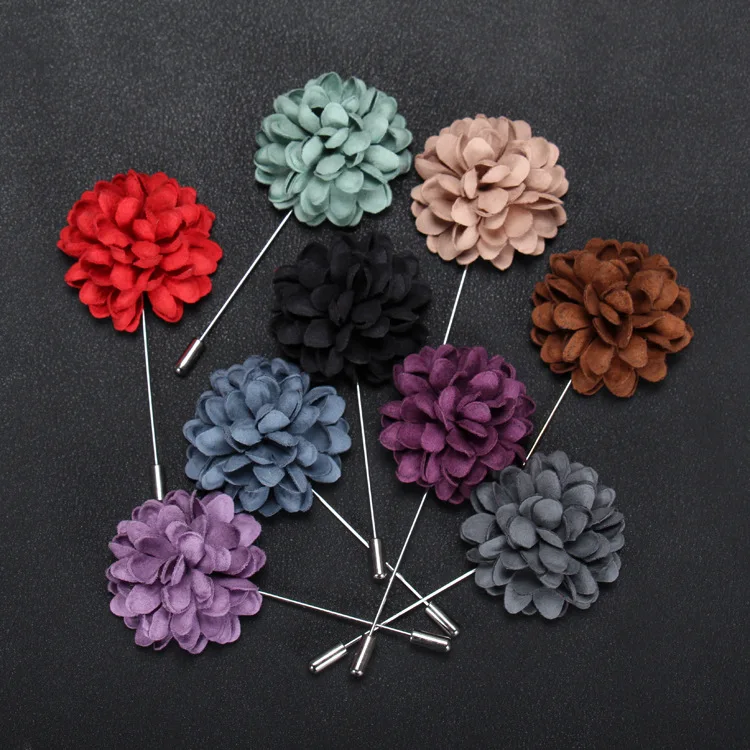 Free shipping , 10 pcs/lot , Men's Fabric Flower Lapel Pin, Wedding Boutonniere, fashion jewelry Garment Accessories