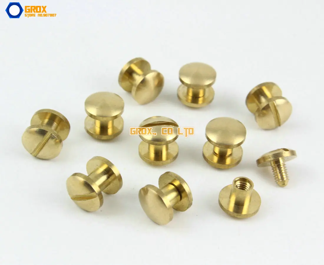 

50 Pieces 8*4mm Leather Craft Belt Wallet Solid Brass Nail Rivet Chicago Screw Cambered Head