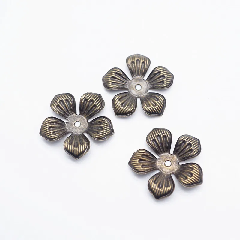 50pcs 22mm Silver Charm Flower Filigree Loose Spacer Beads End Caps Crafts Finding Jewelry Making DIY HK122