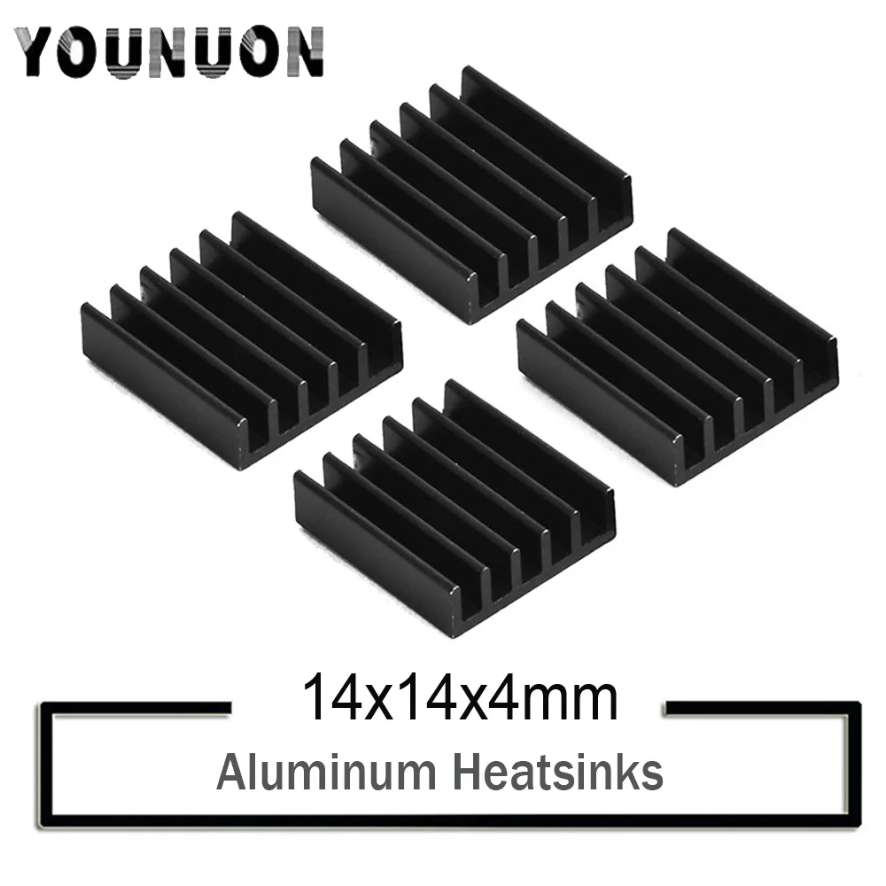 

500Pcs YOUNUON Black 14x14x4mm Cooling Accessories DIY Heatsink CPU GPU IC Memory Chip Aluminum Heat Sink Cooler Radiator