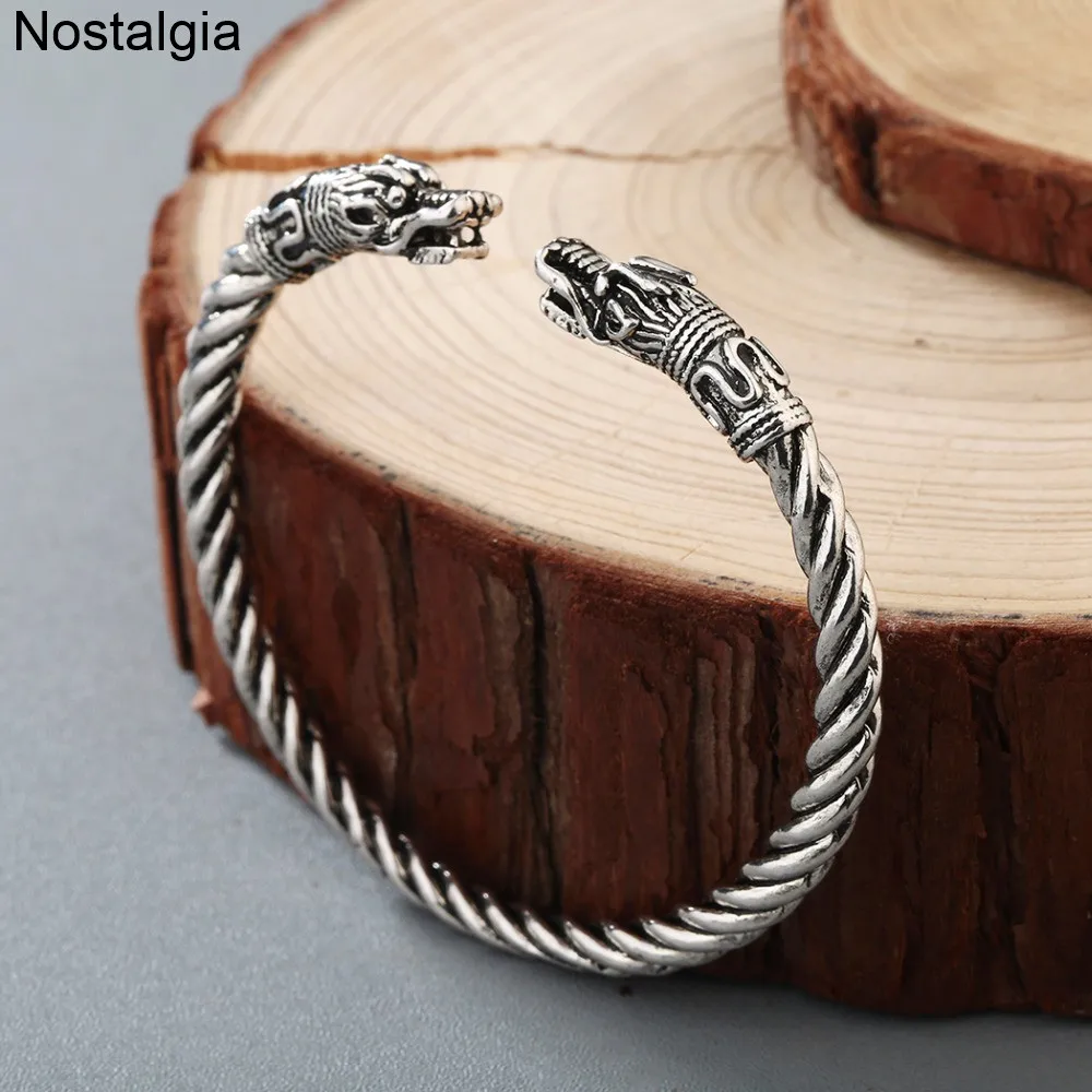 Retro Cuff Wolf Raven Dragon Snake Head Viking Bracelet Men Vikingos Jewelry Brazalete Vikingo Bangels Women Accessories