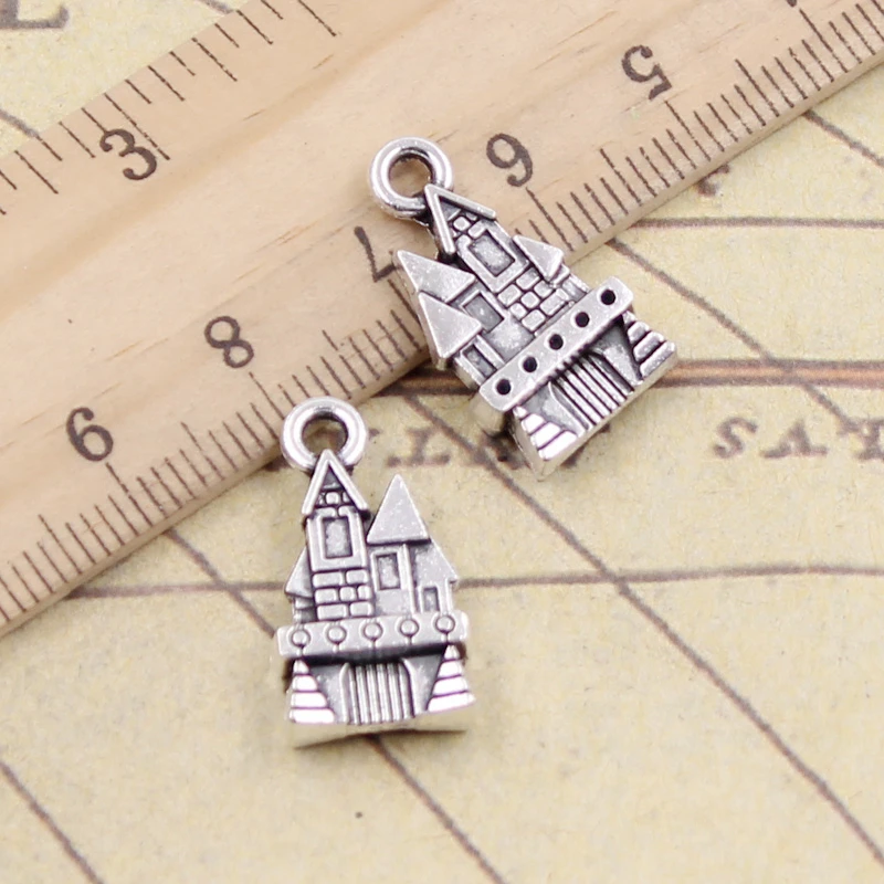 10 sztuk Charms zamek dom 21x11mm tybetański brąz srebrny kolor wisiorki antyczny tworzenia biżuterii DIY Handmade Craft