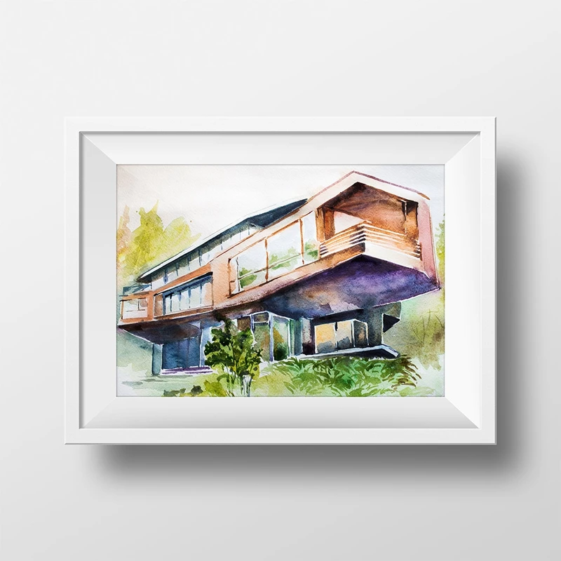 Wall Art Twilight\'s Cullen Family Residence and Bella Swan House Watercolor Print , The Twilight Saga Poster Painting Fan Gift