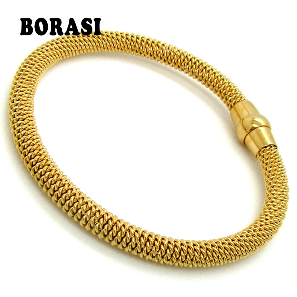 Hot Sale Fashion Jewelry Charm Bracelets & Bangles Gold Color Stainless Steel Twisted Chain Bracelet For Women