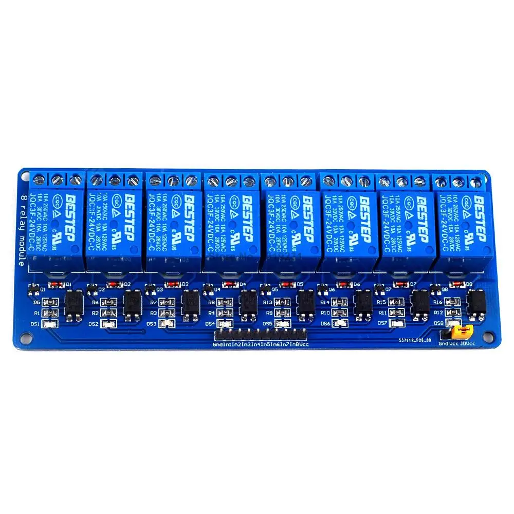 24V 8 Channel Relay Module Low Level Trigger with Optocoupler Relay Output 8 way Relay Module for Arduino