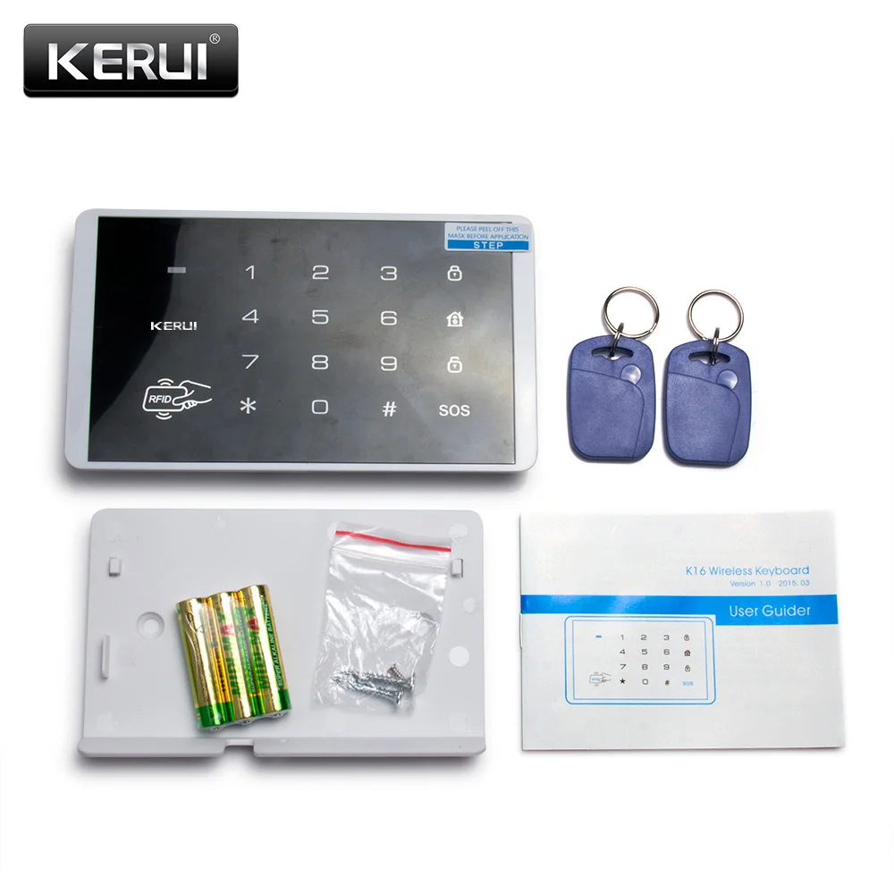 KERbiomK16-Clavier Tactile RFID Sans Fil, 433MHz, pour Système d'Alarme de Sécurité Domestique W33,W184 WAthW204 101WIFI