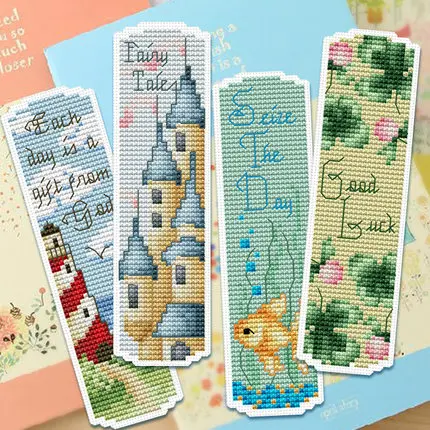 055 DIY Craft Stich Cross Stitch Bookmark Christmas Plastic Fabric Needlework Embroidery Crafts Counted Cross-Stitching Kit