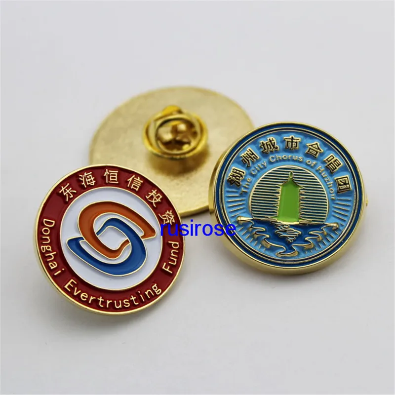 Investment management company soft enamel personalized metal brooch badge custom