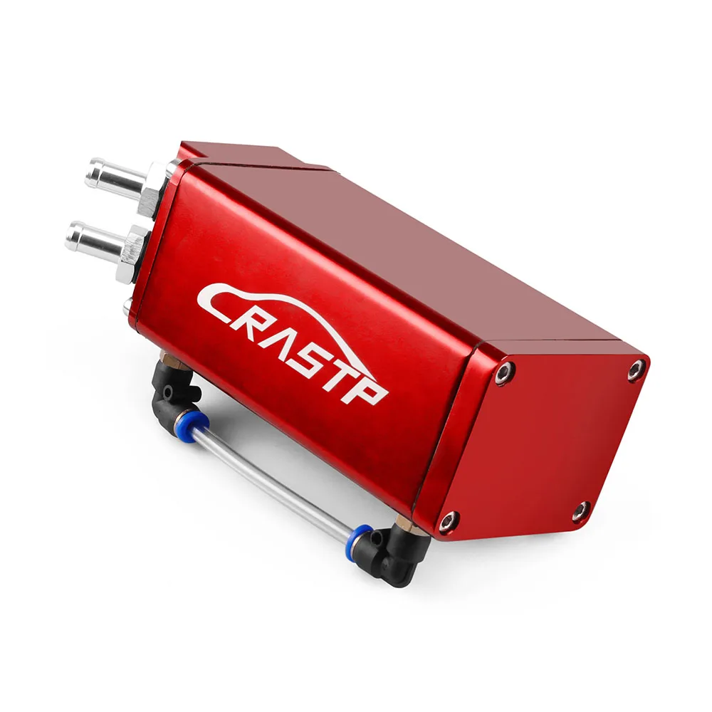 RASTP-Square 0.75L Universal Aluminum Racing Oil Catch Tank Can Engine Reservoir Tank / Oil Tank With Hose Indicator RS-OCC018