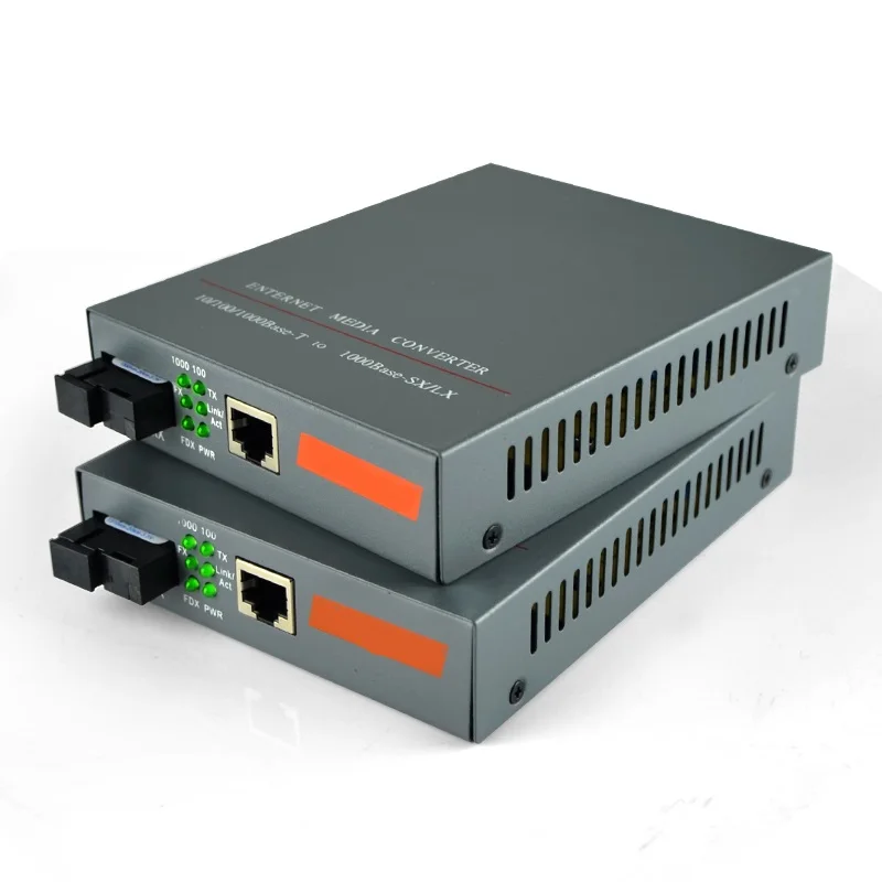 

2pcs/pair Gigabit Fiber Optic Media Converter 1000Mbps Single Mode Single Fiber SC Port 20KM HTB-4100-20KM Internal Power Supply