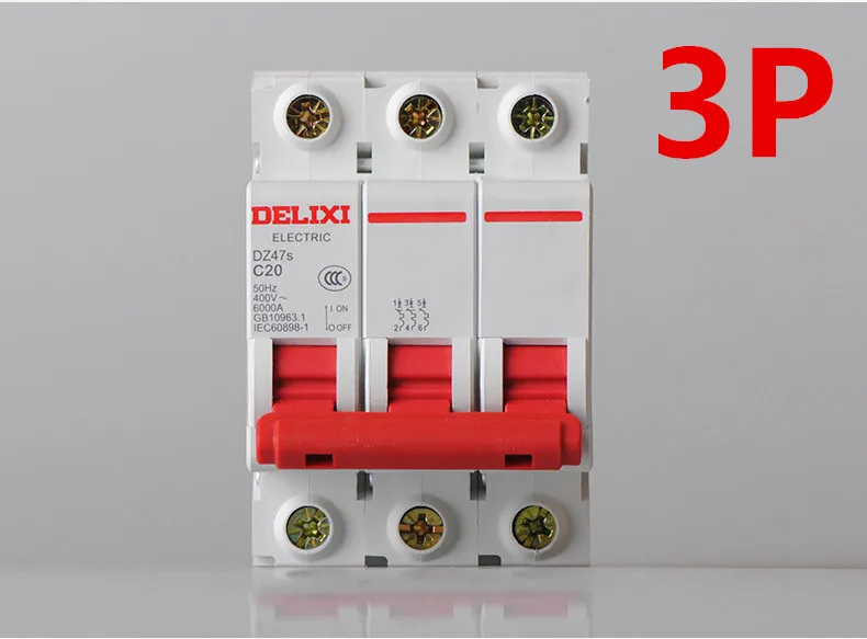 DELIXI Mini Circuit Breaker MCB D Type DZ47 3P 1A 2A 3A 6A 10A 16A 20A 25A 32A 40A 50A 63A 80A 100A 125A