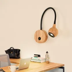 Nordic wood Wall light With Switch 5w led free turn Adjustable bedhead Bedside Reading Light for Bedroom Decoration