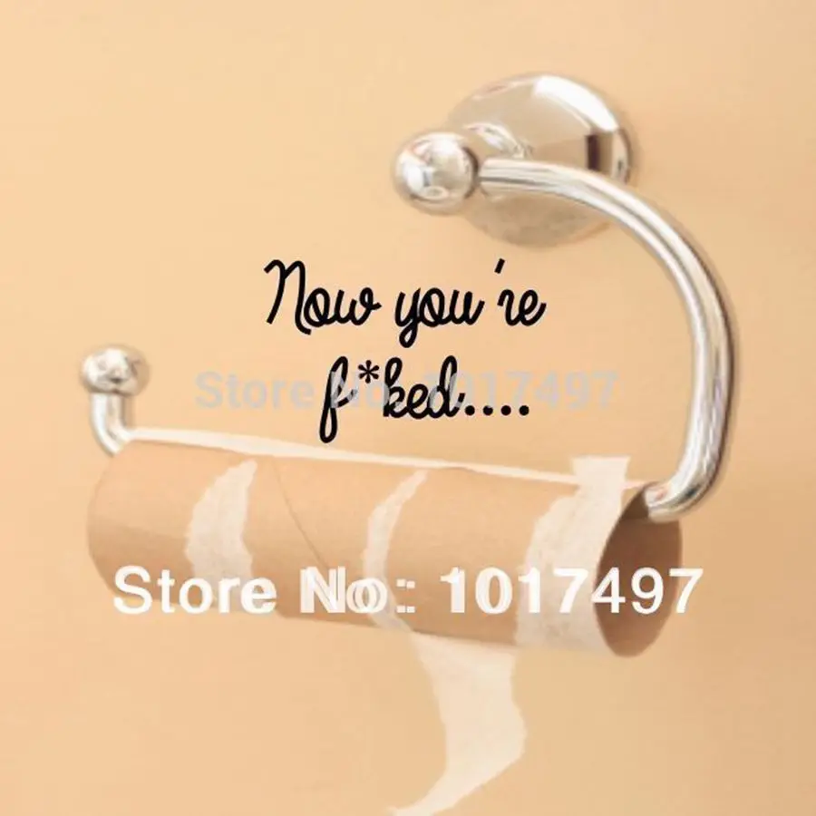 Humor Quotes Bathroom Vinyl Wall Sticker Toilet Seat Creative Wall Decals Vinyl Wall Sticker Decor