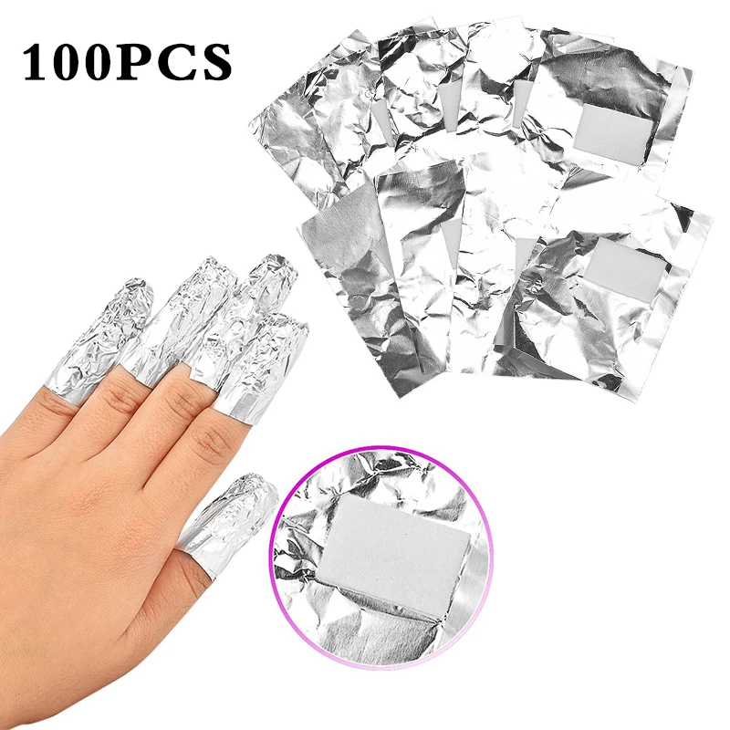 ELECOOL 100pcs Pro Aluminium Foil Nail Polish Removal Nail Art Soak Off Acrylic Gel Wraps Remover Nail Art Tool TSLM2