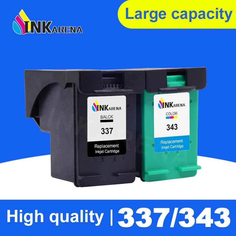 INKARENA Ink Cartridges Replacement For HP Cartridge 343 337 For HP343 Photosmart C4180 D5160 2575 8050 Deskjet D4160 Printer