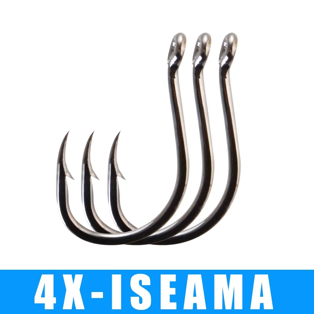 7-10PCS High Carbon Steel ISEAMA Fishing Hooks With Eye 1#-12# Ringed Barbed Single Carp Hook Set Fishhooks