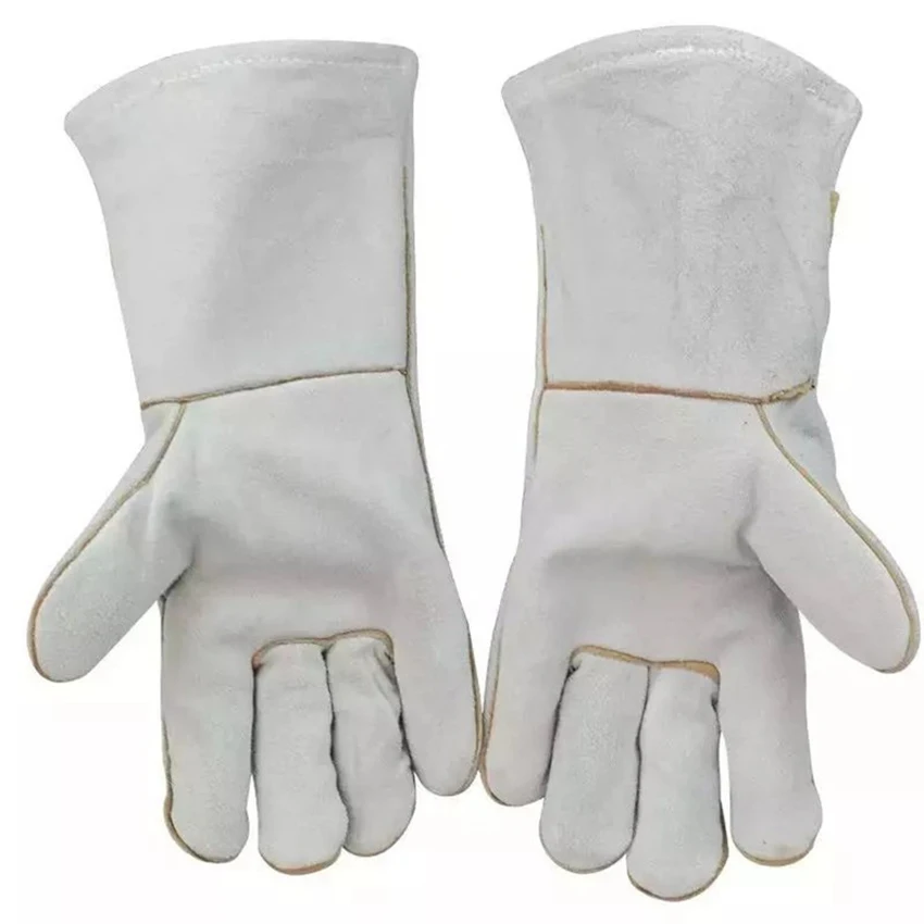 1 pair electric welding gloves high temperature insulation safety wear-resistant fireproof line cowskin weld protector gloves